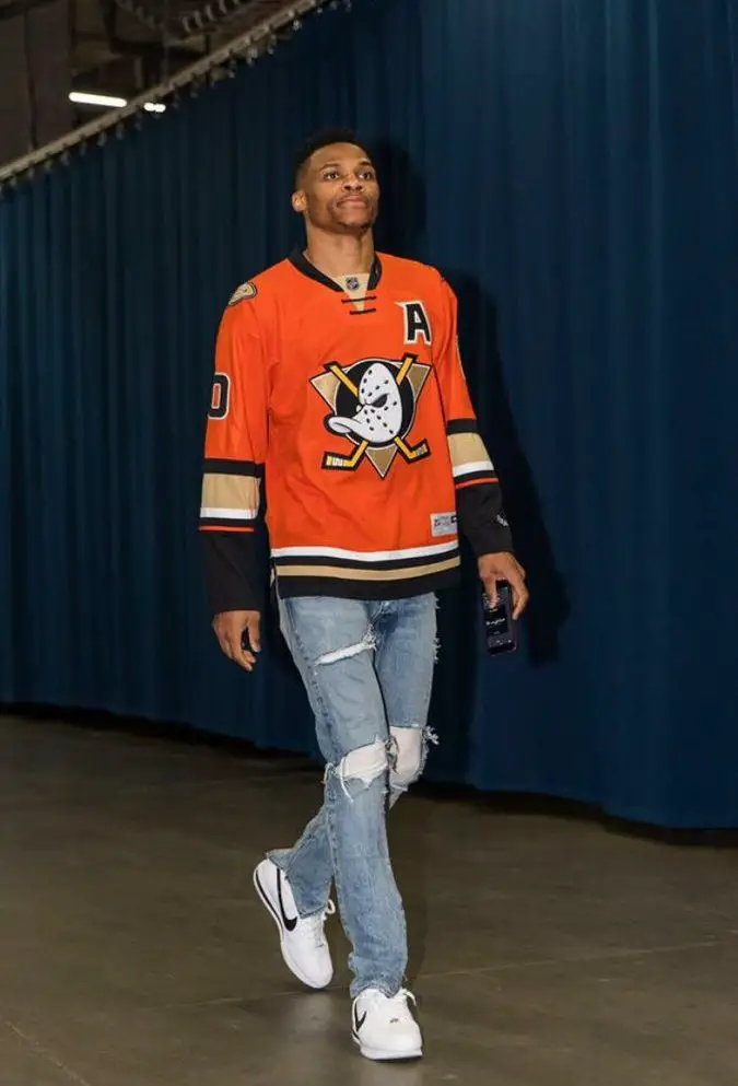 Hockey Jersey With Distressed Jeans