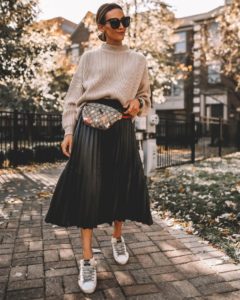 Oversized Sweater With Pleated Skirt