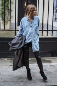 Oversized Shirt With Ripped Black Jeans
