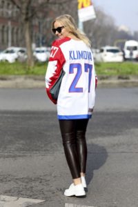 Oversized Hockey Jersey With Faux Leather Pants