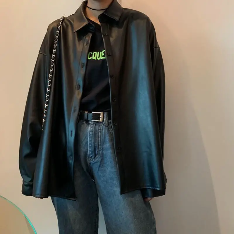 oversized leather jacket women