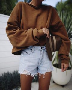 Oversized Sweater With Ripped Shorts