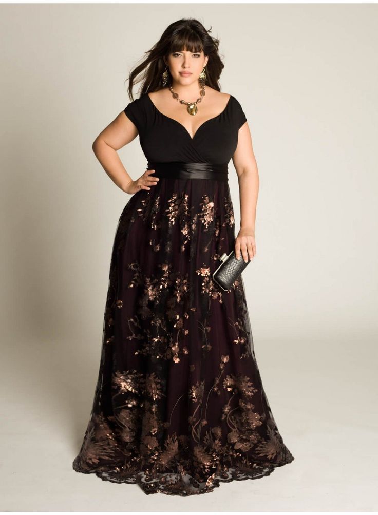 Black Plus Size Sequined Maxi Dress