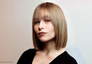 Blunt bob with layered bangs