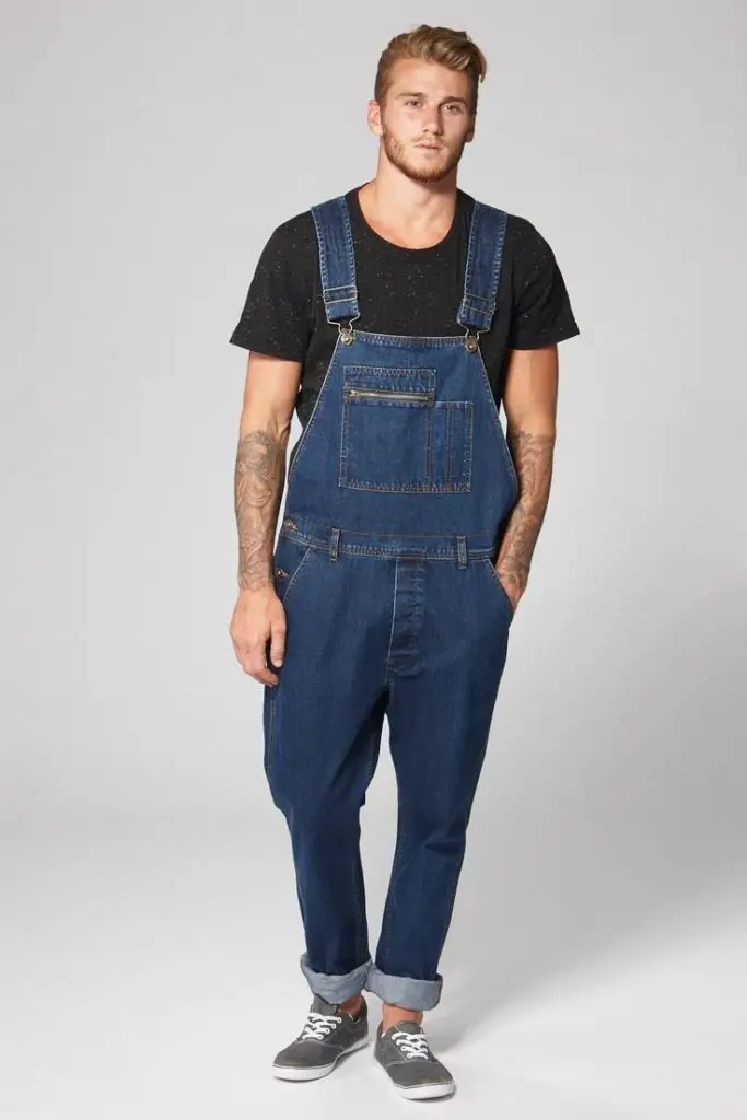 Classic Blue Overalls With Black T-Shirt 