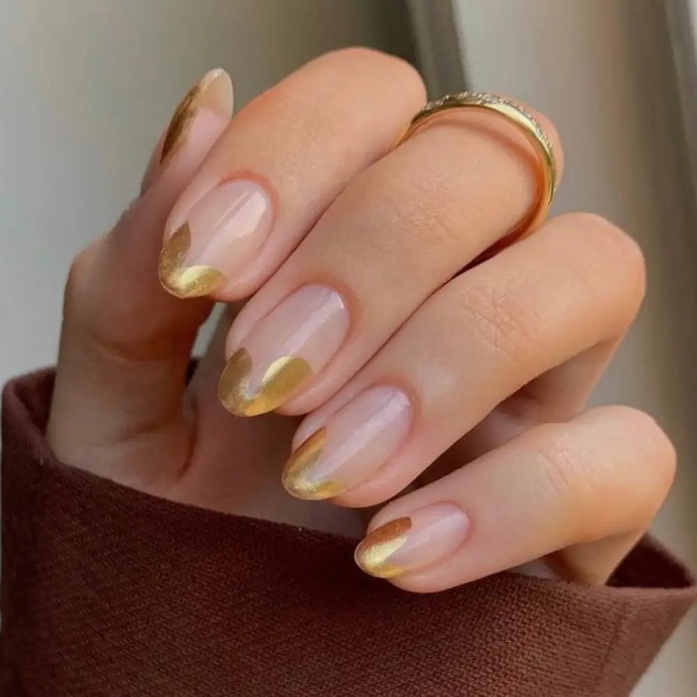 Gold Abstract French Tips 