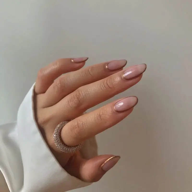Gold Border Oval Nails 