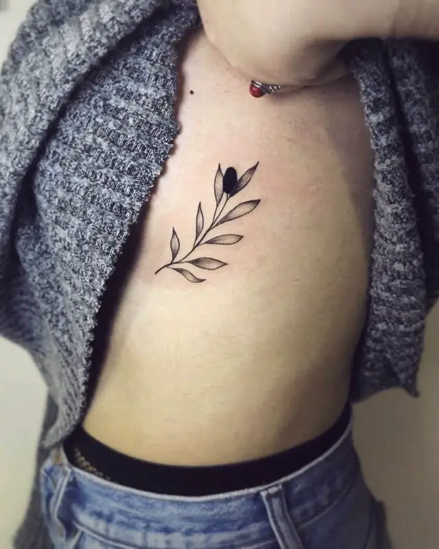 Leaves Side Rib Tattoo