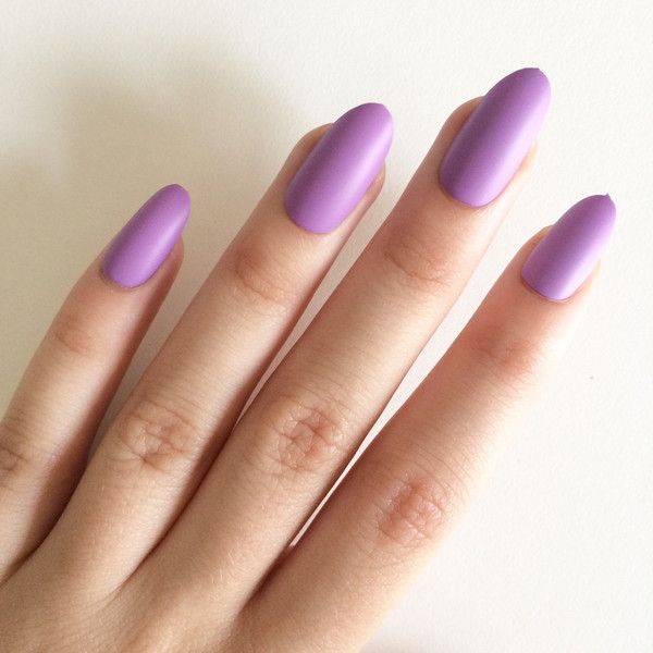 Matte Purple Oval Nails 