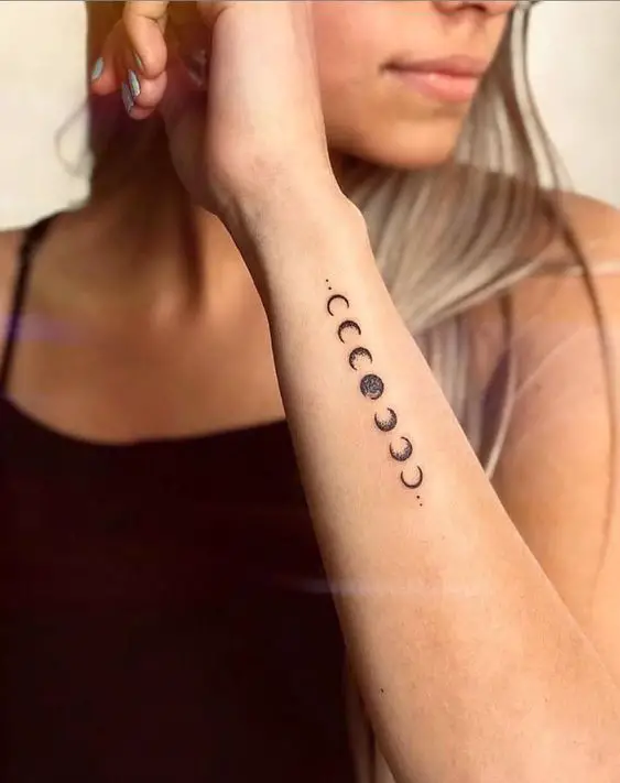 Moon Phases Tattoo On Hand 