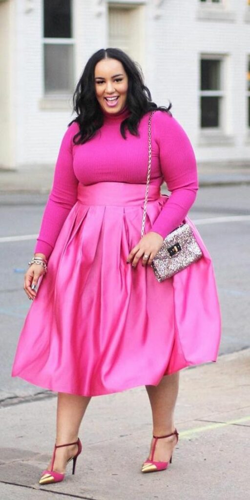 Pink Box Pleated Skirt With Full Sleeve Top
