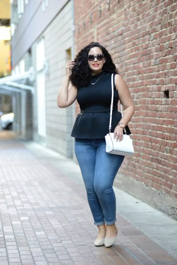 Plus Size Peplum Top With Skinny Jeans