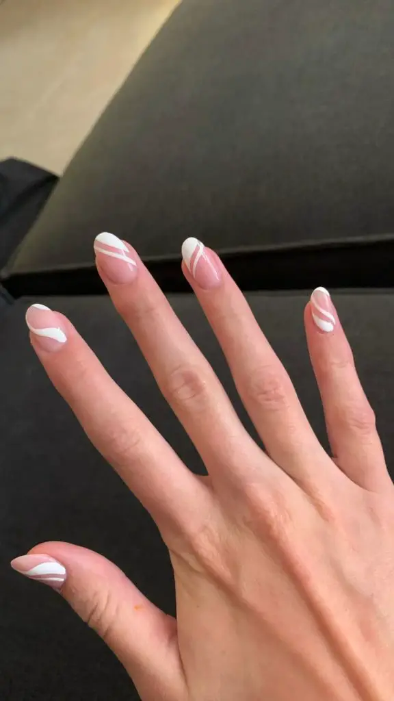 Transparent Short Oval Nails With Abstract Nails 