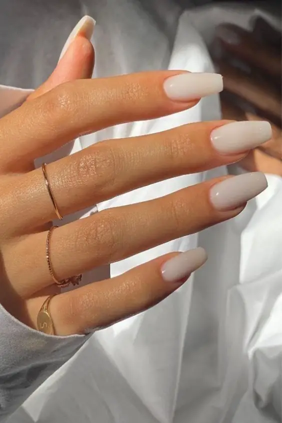 White Acrylic Squoval Nails 
