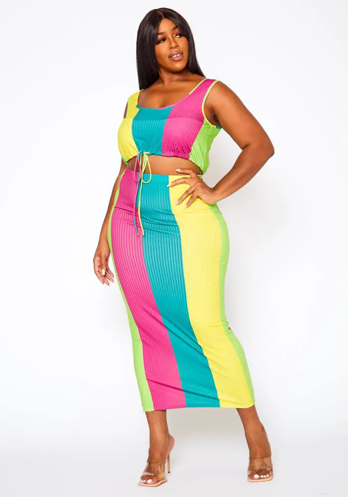 Colorful Skirt With Camisole Top