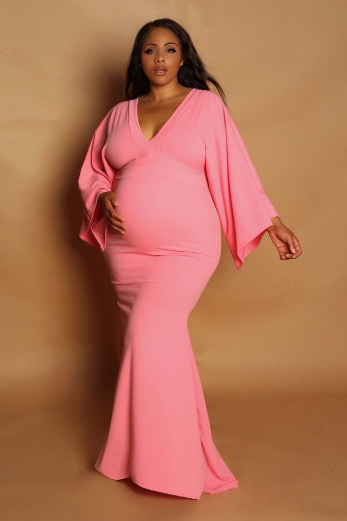 Pink Plus Size Maternity Dress For Photoshoot
