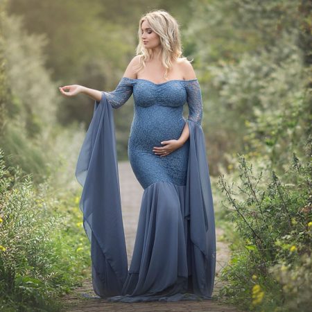 Plus Size Lace Maternity Dress For Photoshoot