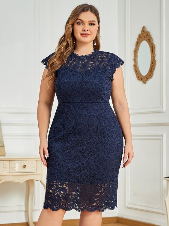 Plus Size Navy Blue Dress For Wedding With Styling Tips – Fashion