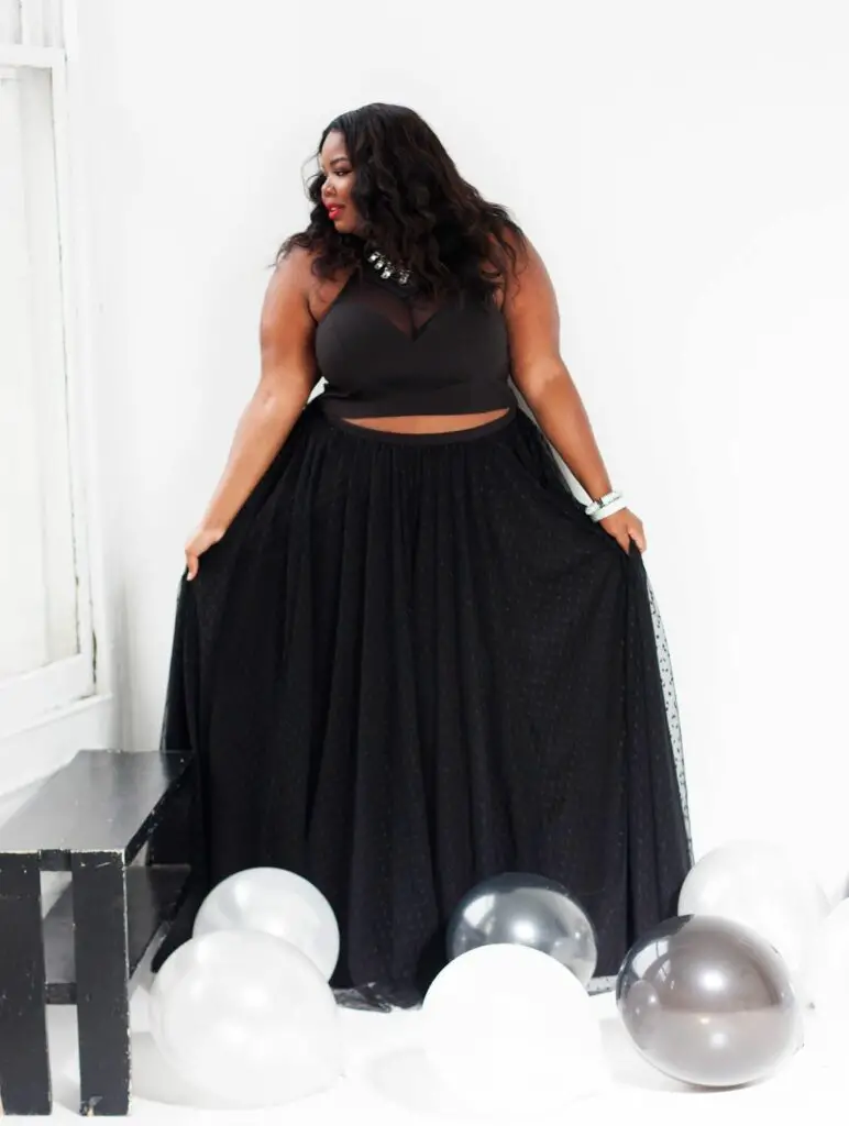 A-Line Plus Size Maxi Skirt With Crop Top