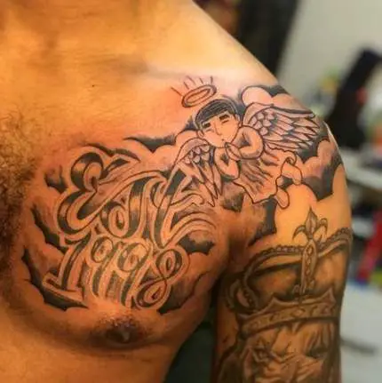 Angel Chest Tattoo For Black Men 