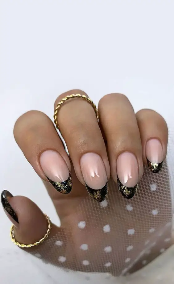 Black And Gold French Tips 