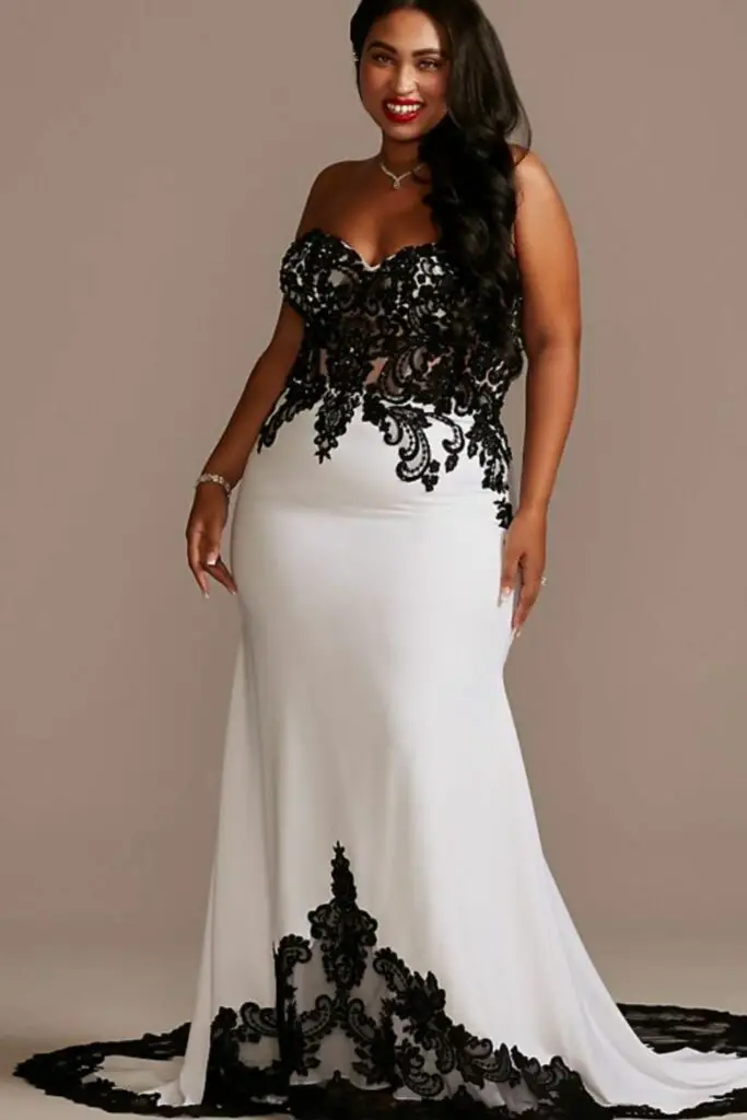 Black And White Plus Size Mermaid Dress