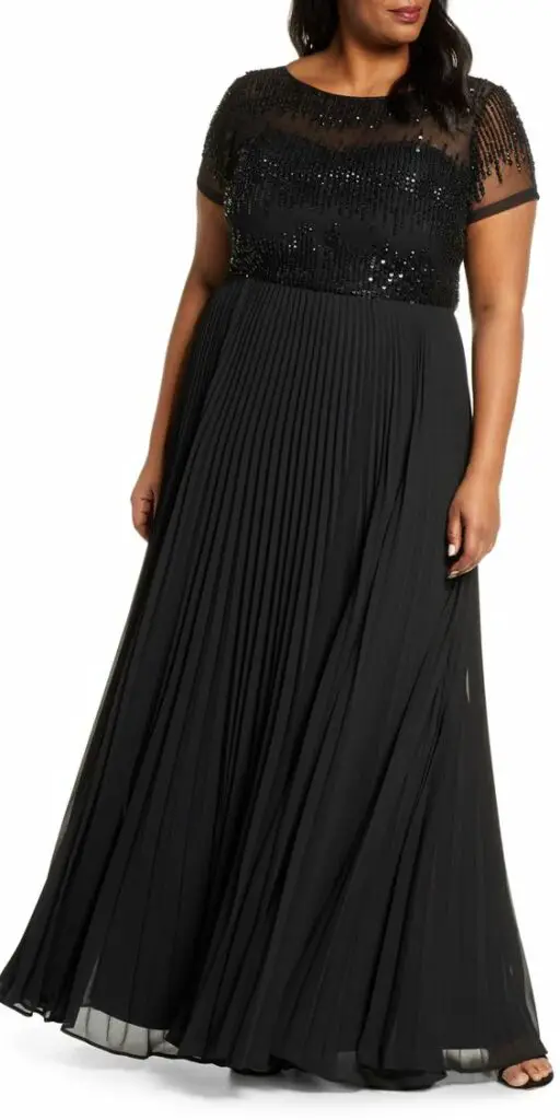Black Sequined Plus Size Long Dress