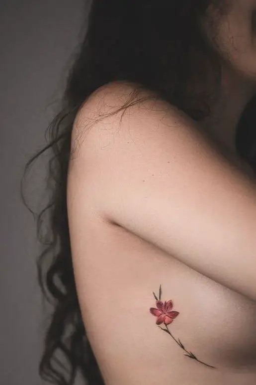 Cute Flower Chest Tattoo