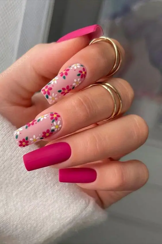 cute pink matte nails 