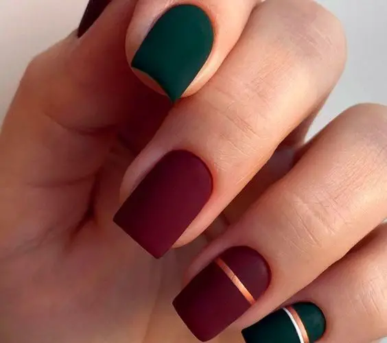 Dark Red And Green With Gold Band 