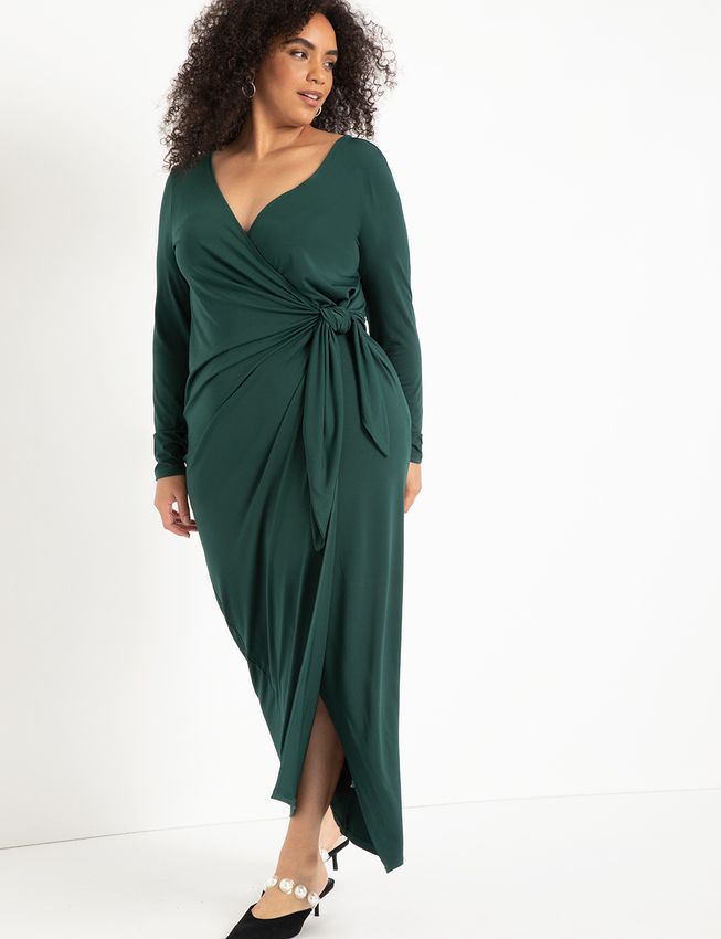 Full Sleeve Plus Size Wrap Dress