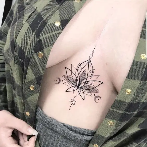 Lotus Mandala Chest Tattoo