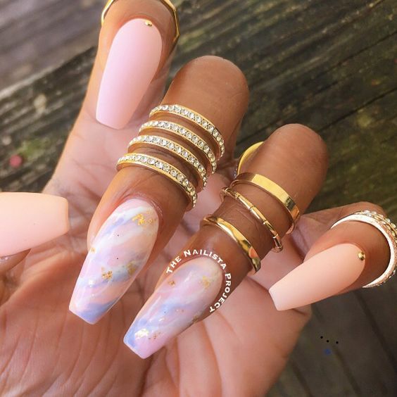 White Marble Coffin Nails 