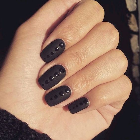Matte Nails With Glossy Dots 