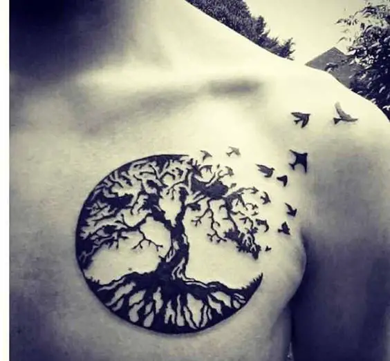 Nature Inspired Half Chest Tattoo