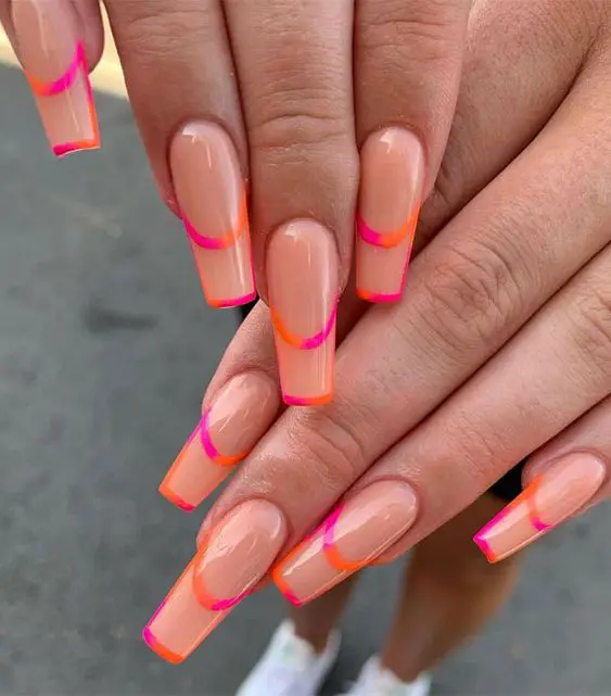 Negative Space Tips On Nude Nails 