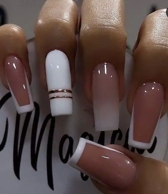 Nude Ombre Nails With French Tips 