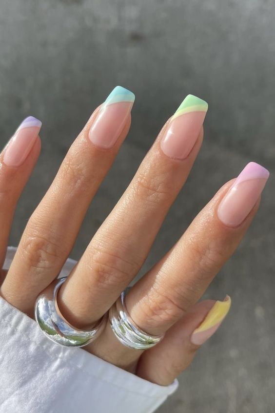 Pastel Geometric French Tips 