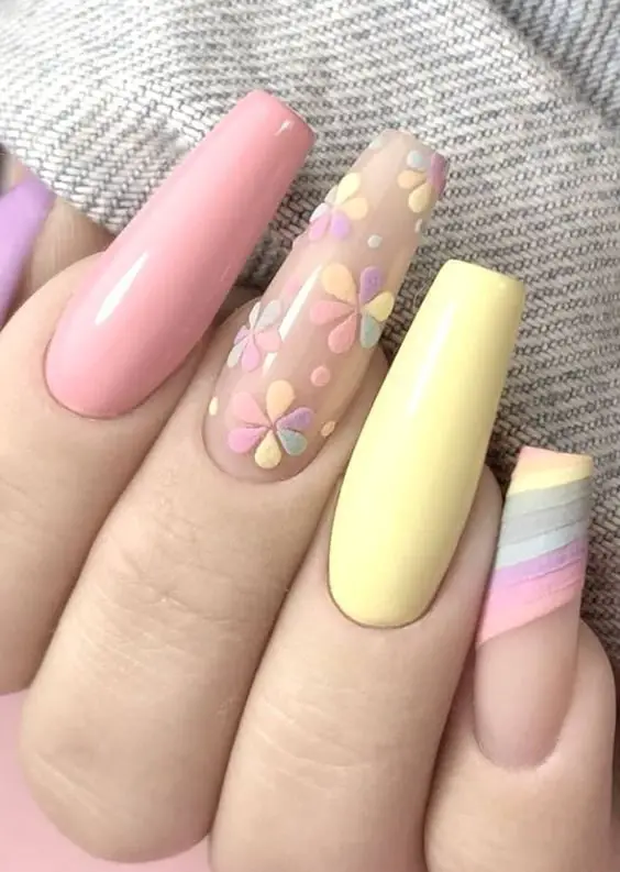 Pastel Rainbow Nails 