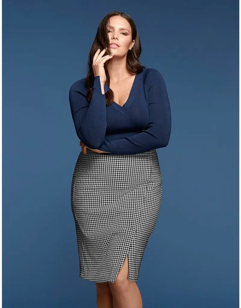 Pencil Skirt With V-Neck Top plus size