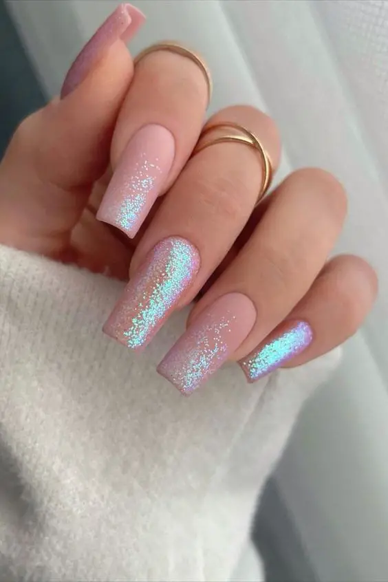 Pink Glitter Nails 