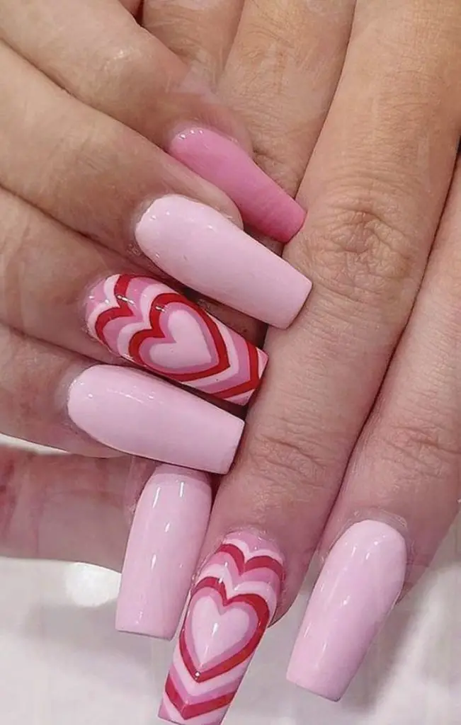 Cute Pink Nails And Pink Hearts 