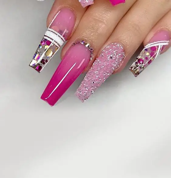 Pink Nails With Accessories 