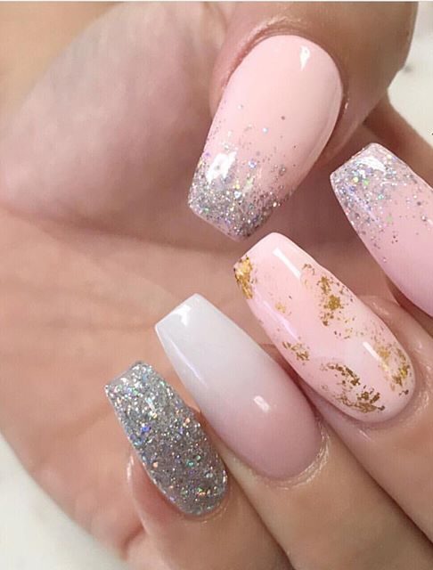 Pink Nails With Foil 