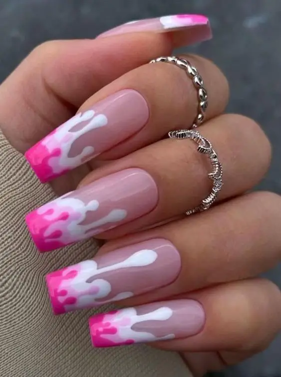 Pink Palette Drip Nails 