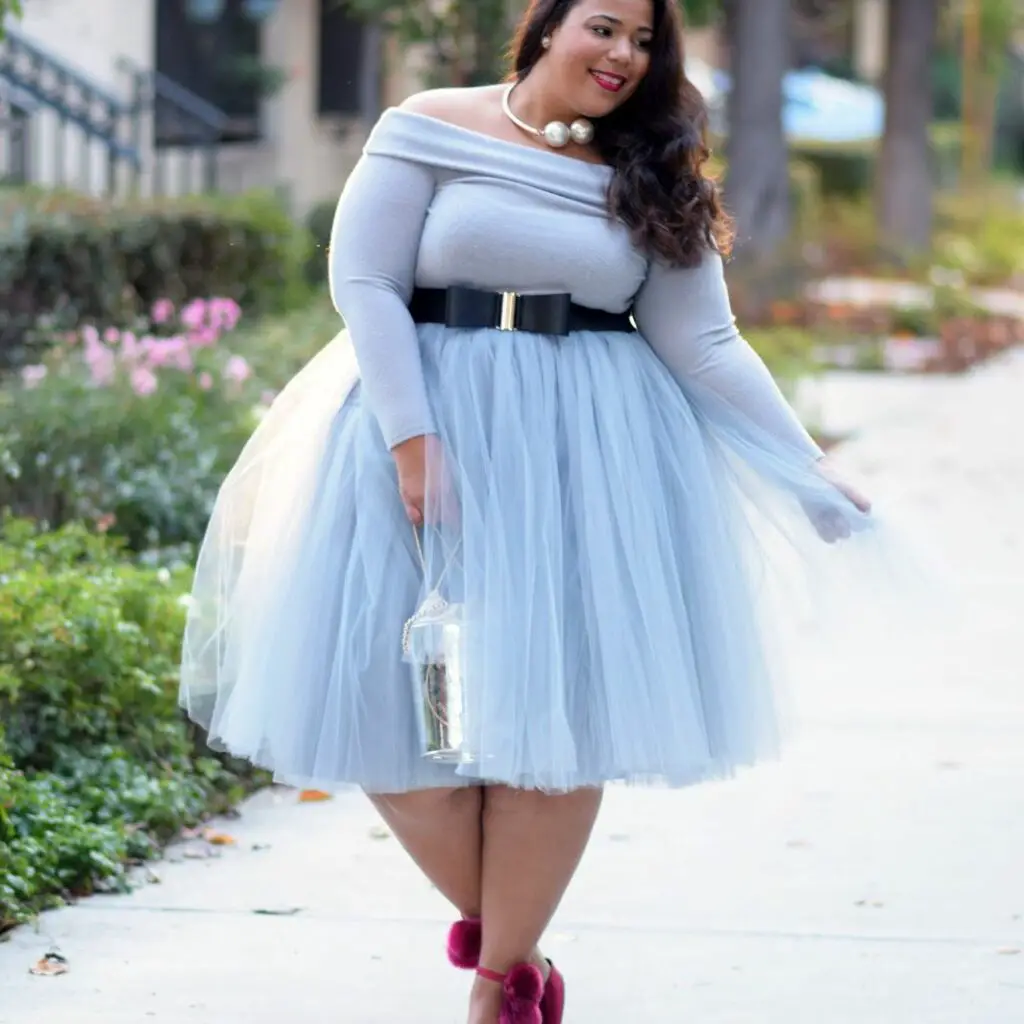Plus Size Tulle Skirt With Off Shoulder Top