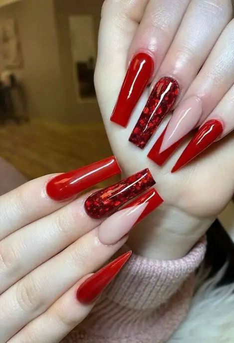 Red Abstract Nails 