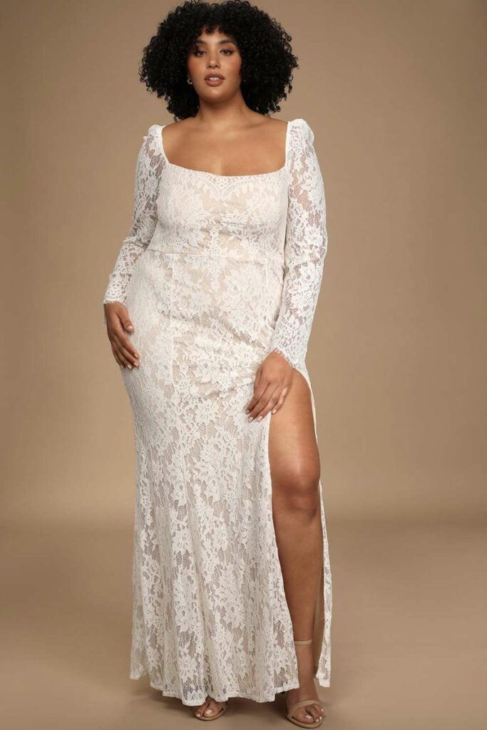 Side Slit Plus Size Wedding Dress
