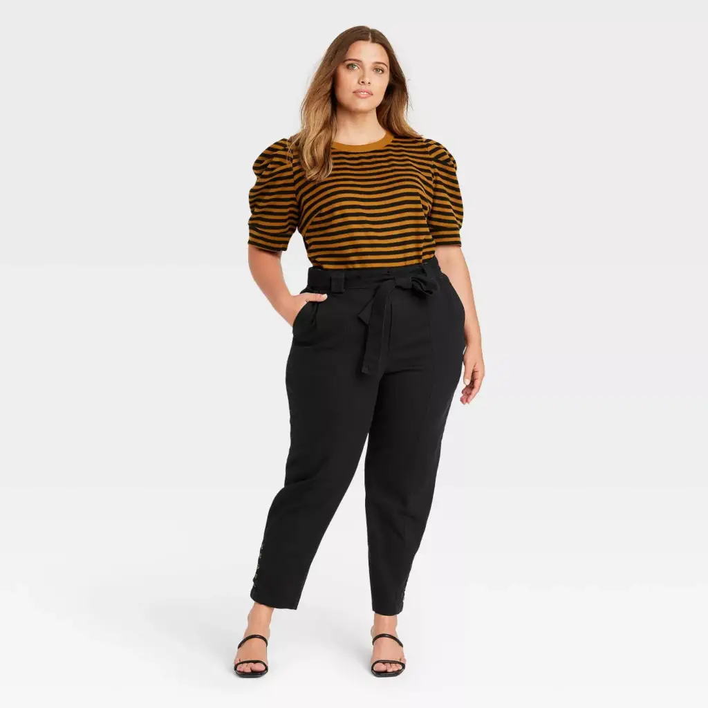 Solid Plus Size Culottes With Patterned Top