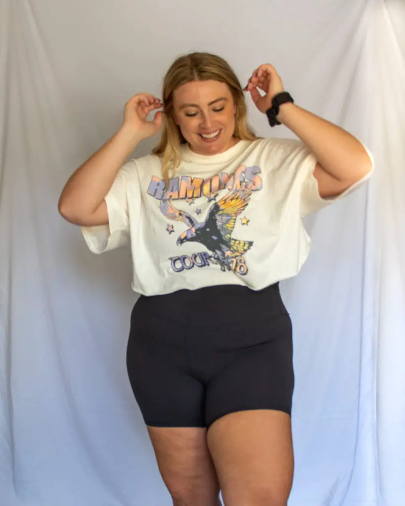 Street Style Plus Size Outfit With Biker Shorts